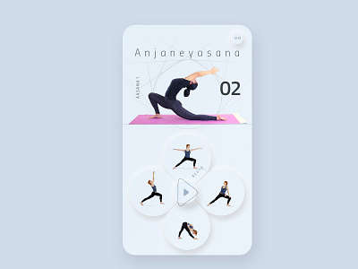 Guided yoga learning app, partial-skeuomorphic interface healthandfitness mobiledesign skeumorphic uidesign wellnessandhealth