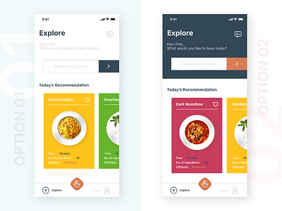 Choose - 01 or 02 adobe xd breakfast clean design food food app hungry inspiration ios recipe app user experience user interface ux yummy