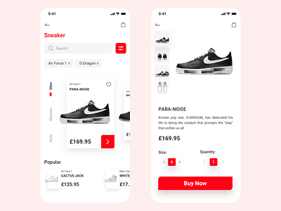 Sneakers Shop app air force 1 app app ui design gd interface mobile para noise sneaker ui