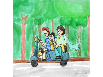 Scooter Ride colors doodle family india kids love middle class parents ride rides scooter sketch