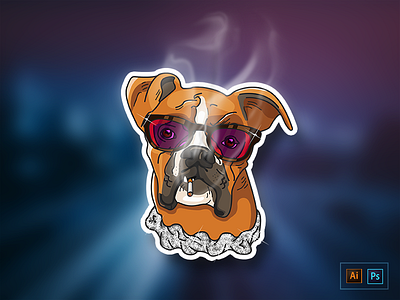 DopeBox animal art creative dog drawing graphic illustration illustrator line art new shot photoshop smoking