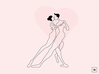 Tango-led up in Love character creative dance design icon illustration illustrator line art love naked shot tango