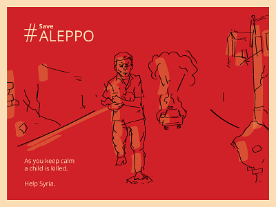 Help Syria Poster art child creative design flat illustration poster red save social syria war