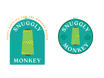 Snuggly Monkey Draft 1 Designs brand branding craft logo crafting crafting supplies custom drawing design drawing icon illustration illustrations logo thread vector