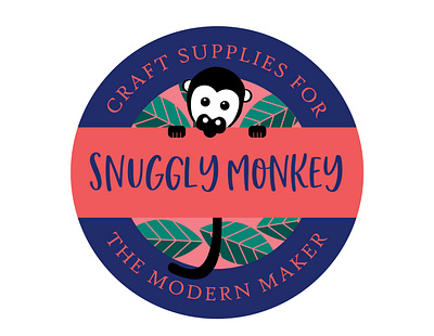 Snuggly Monkey Draft 1 brand branding craft supplies custom drawing design drawing icon illustration illustrations logo monkey monkey logo monkeys vector