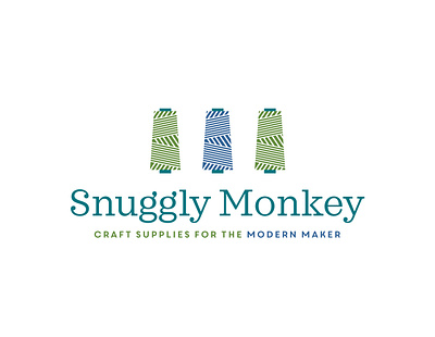 Snuggly Monkey Draft 2 brand branding craft supplies custom drawing design drawing icon illustration illustrations logo thread vector