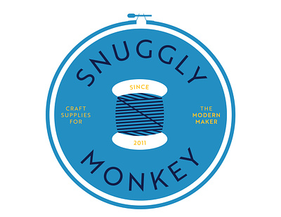 Snuggly Monkey Draft 2 brand branding craft logo custom drawing design drawing embroidery icon illustration illustrations logo vector