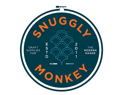 Snuggly Monkey Draft 3 brand branding custom drawing design drawing embroidery icon illustration illustrations logo sashiko vector