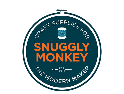 Snuggly Monkey Final Main Logo brand branding craft logo crafts custom drawing design drawing embroidery icon illustration illustrations logo sewing vector