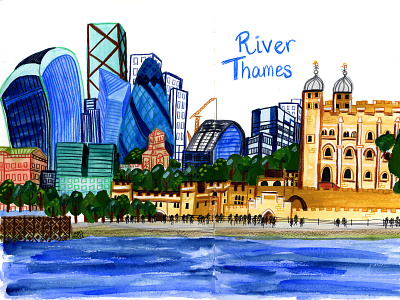 Sketchbook Painting: River Thames custom drawing drawing england illustration london painting river thames sketch sketchbook united kingdom