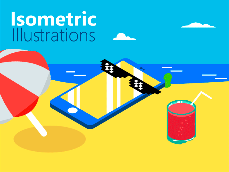Isometric Illustration animation flat illustration isometric ocean sand summer vector