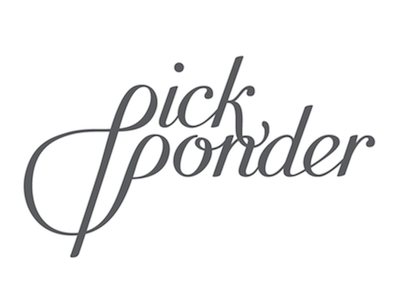 Pick & Ponder Identity ampersand clean cursive hand lettering handwriting identity identity design lettering logo logo design simple logo