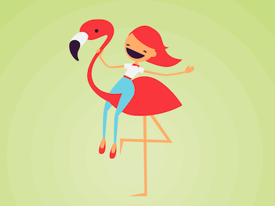 Save a horse, ride a flamingo. animal flamingo graphic happy horse illustration pink shoes smile vector woman