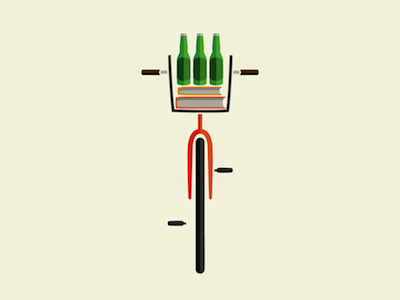 Bicycles, Books, and Beer. bicycle cartoon city color graphic graphic design illustration muenster simple transport vector graphic