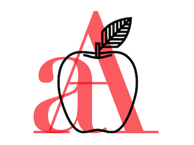 An Apple A Day alphabet apple fruit graphic illustration letter vector