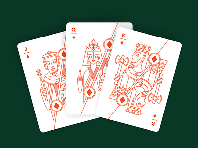 Diamond Trio cards cards design deck of cards design diamond geometric art graphic jack king line illustration linework playing cards queen