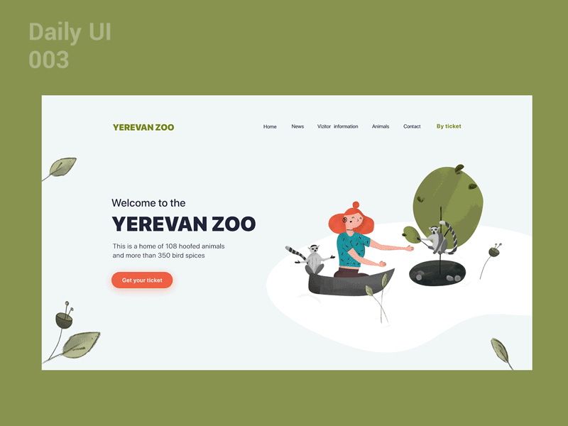 Daily UI 003 - Zoo Landing page 003 animals armenia bear boat boy bunny character daily ui girl illustraion landing lemur web zoo