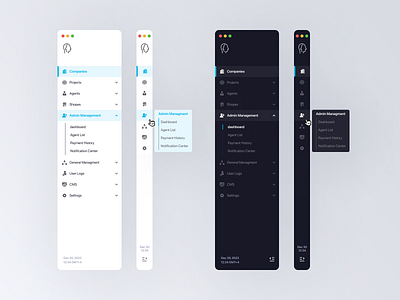 Dashboard Sidebar dark dashboard dual tier leftbar light navigation sidebar ui