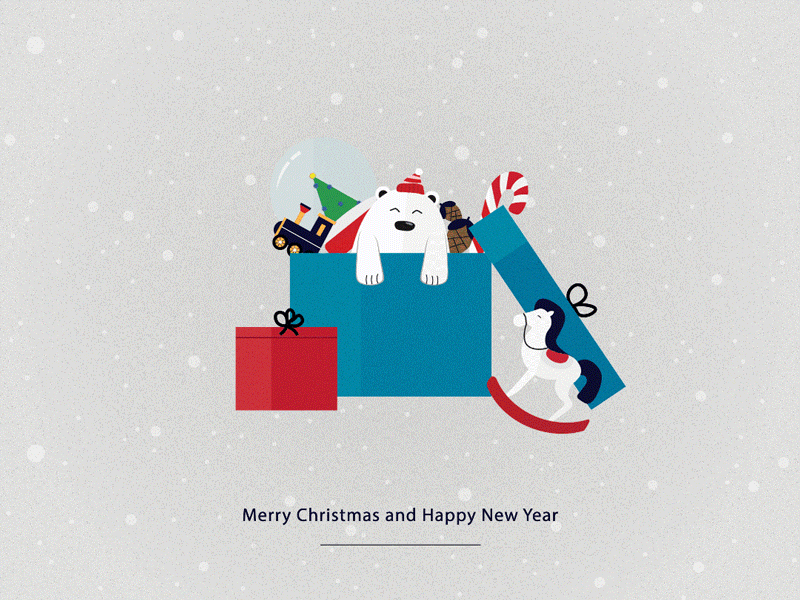 Merry Christmas animation bear gif giftbox new year toys