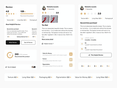 Product Review and Rating Module Kit android beauty card designsystems ecommerce marketplace mobile module product detail product review rating review star uikit