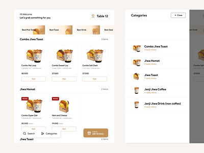 Coffee Shop Point of Sales - Menus and Categories