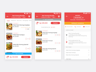 PesanMang Android Menus Checkout Process android checkout food menus mobile status transaction ui