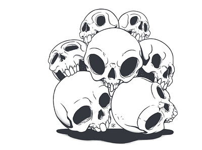 Many Skulls 2d art art ink manga sketch skull skullyjuly tattoo イラスト イラストレーター