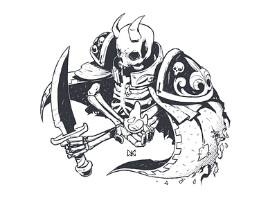 Warlock Necromant art character ink manga skeleton sketch skull tattoo イラスト イラストレーター