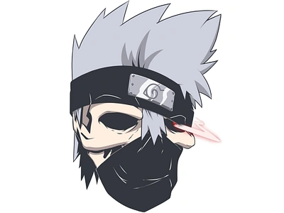 Kakashi from Naruto art ink kakashi logo manga naruto skeleton sketch skull イラスト イラストレーター