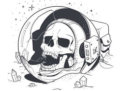 Alone... art cartoon character cosmonaut illustration ink manga skull space イラスト イラストレーター
