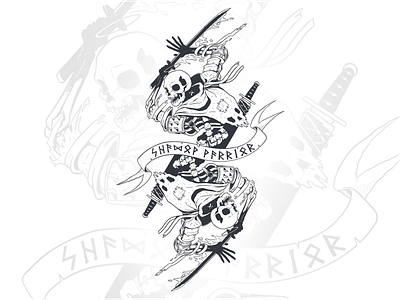 Shadow Warrior art character illustration ink knight manga skeleton skull イラスト イラストレーター
