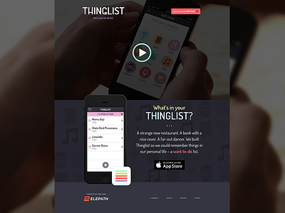 Thinglist Marketing site elepath thinglist