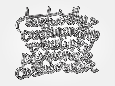 5 Words hand drawn lettering