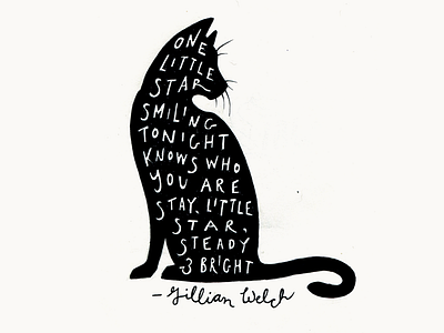 Little Star cat drawing illustration lettering quote