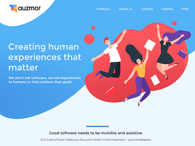 Auzmor Landing Page design experience illustration landingpage ui design ux design vector