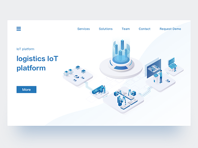 logistics IoT platform 2.5d illustration