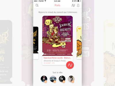 Crowdmeet app screen app card fest meeting music ticket ui ux