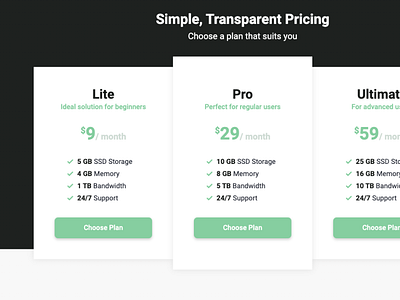 Pricing Table UI