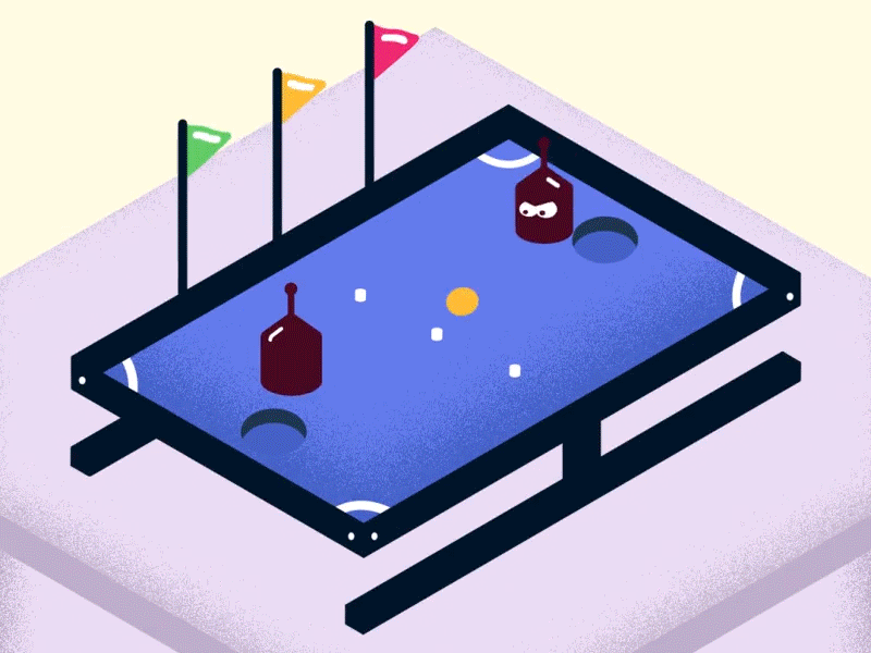 Lockdown's Favourite Pastime 2d after effects air hockey animation animation after effects boardgame character illustration klask motion motion graphics vector