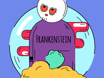 Monster Bash animation frankenstein gif halloween loop skull