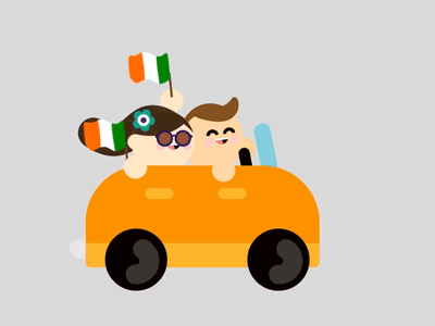 Road Trip! 2d after effects animation car flag gif illustration ireland irish motion road trip sunglasses