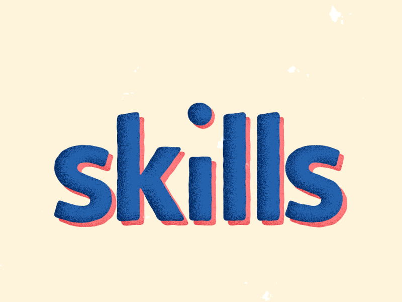 Skills 2d after effects animation ball bounce grain lettering motion retro skills typography vector