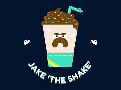 Jake 'The Shake' Roberts 2d 80s character chocolate dessert jake jake the snake milk milkshake retro shake snake vector wcw wrestler wrestling wwe wwf