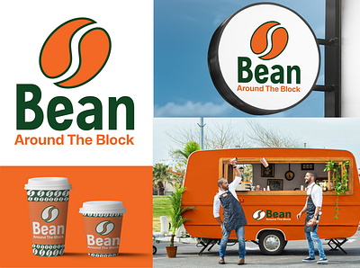 Bean around the block logo and branding restaurant