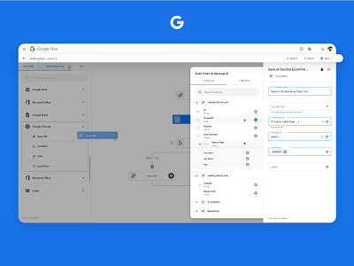 Flow | Google Flow automation dashboard drag and drop flow flowchart flows google google flow minimal panel sketch typography ui ux vector