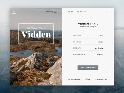 #05 - Daily UI - Hiking Trail Info app backpack daily hiking info nature norway product trail travel ui web