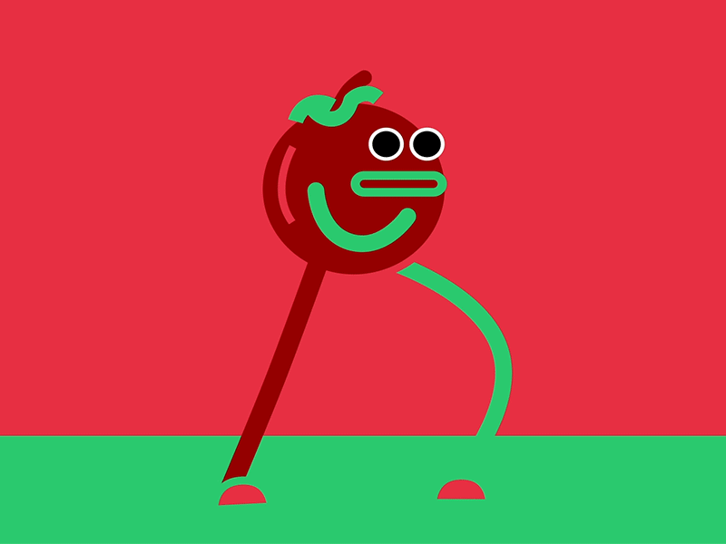 Tomato 2d animation character rubberhose tomato walk cycle