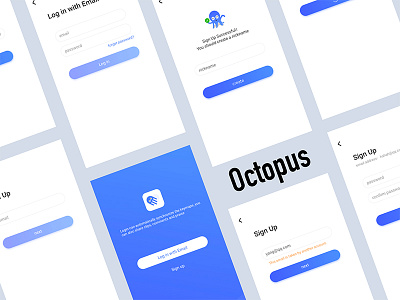 Octopus - Registration Login Page app blue design flat login octopus registered type typography ui ux vector