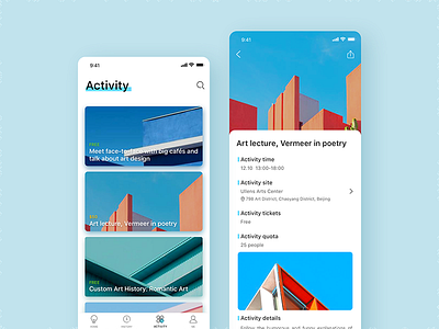 Piece - Read app 03 activity app blue clean design icon list read ui ux visual white