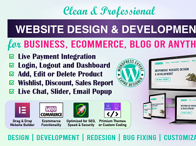 Website Design & Development design fiverr gig web design website design website development wordpress